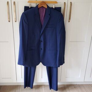 English Laundry 2Pc Suit Men’s 42R 35W Navy Blue 2-Piece Modern Fit Blazer Pants